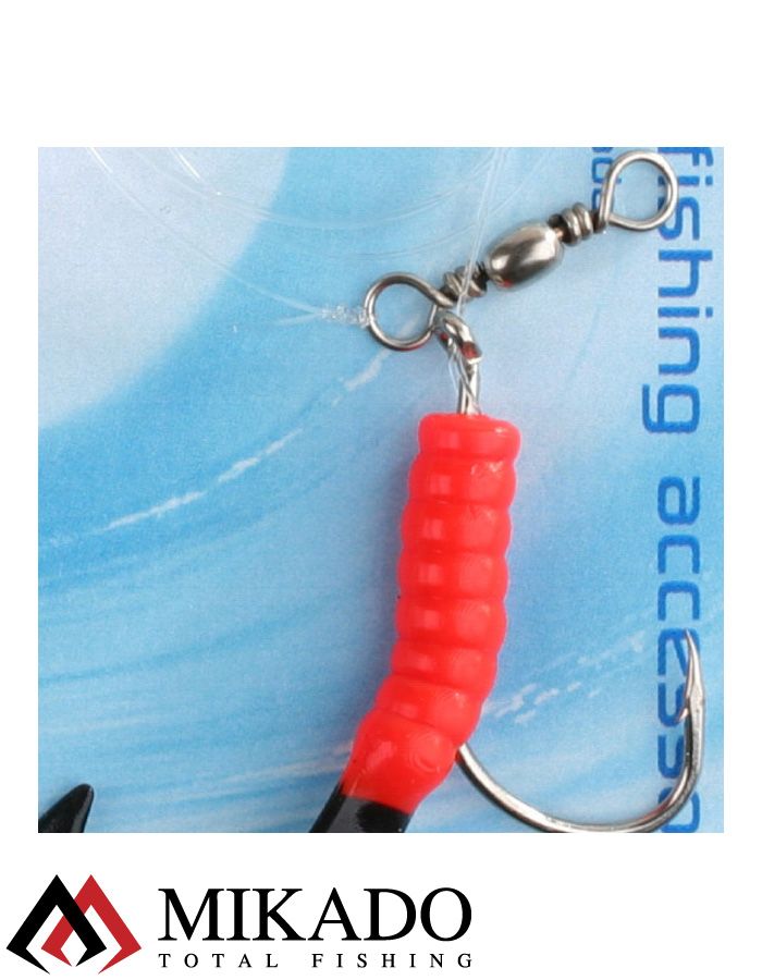 Морская оснастка Mikado PILK TWIST RIG 5.5см, крючок № 4/0 (RED/BLACK)